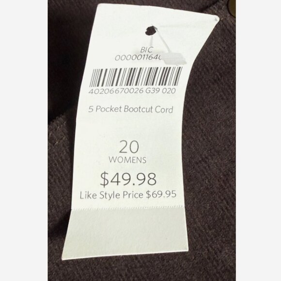 Coldwater Creek Chocolate Brown Corduroy Bootcut Pants Women’s Size 20 - Picture 7 of 8